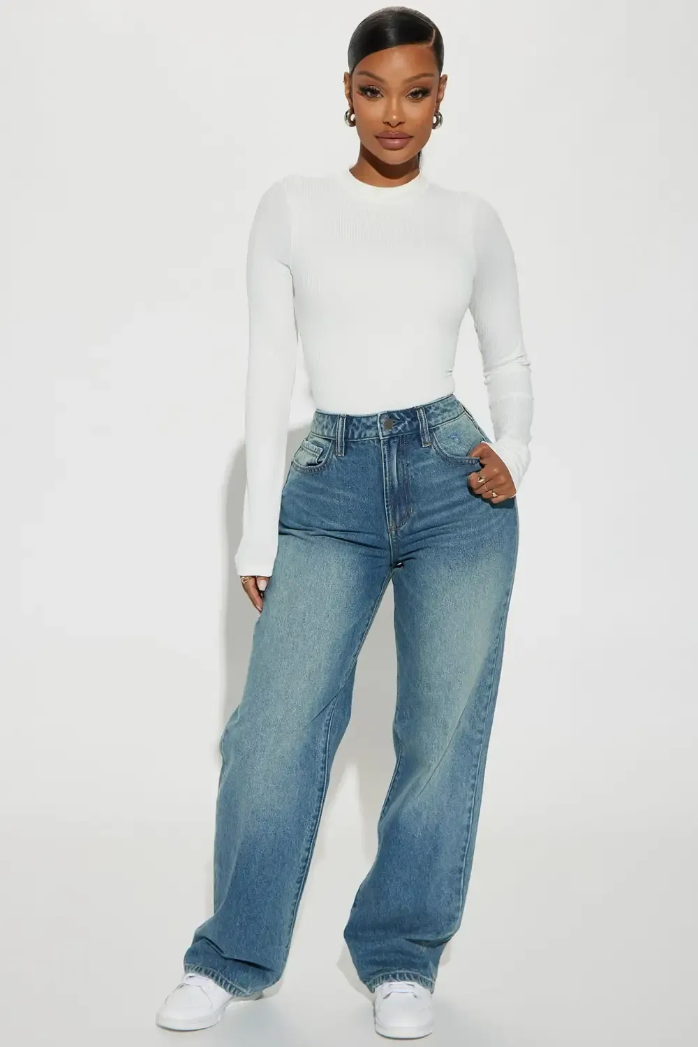Charley Non Stretch Straight Leg Jeans - Medium Wash