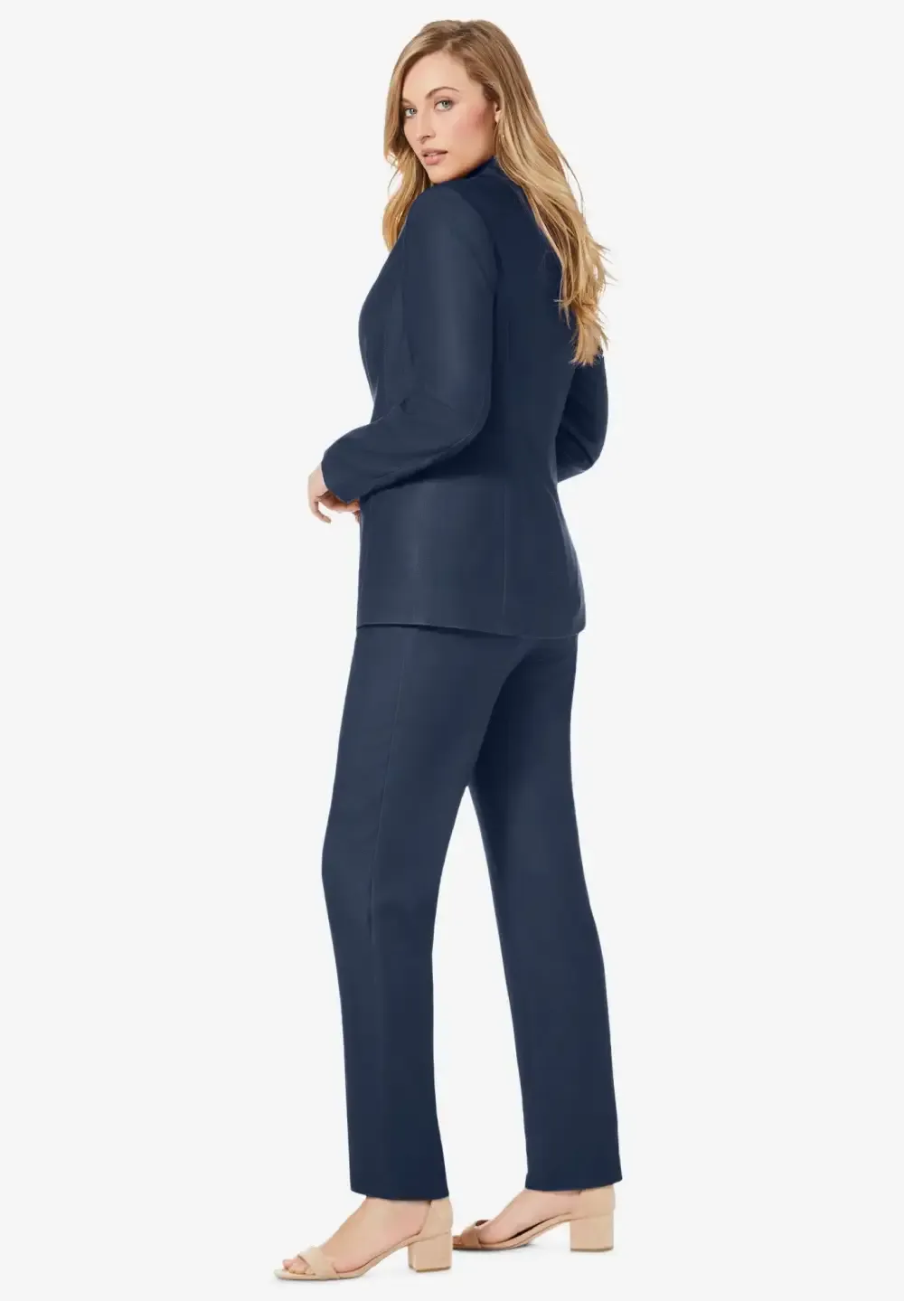 2-Piece Stretch Crepe Single-Breasted Pantsuit