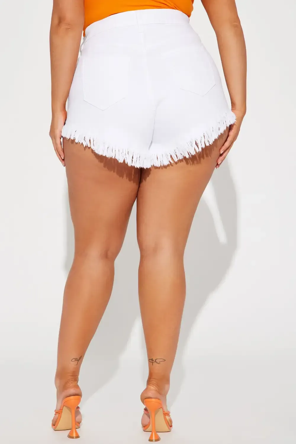 High Cut Cheeky Super Fray Denim Shorts - White