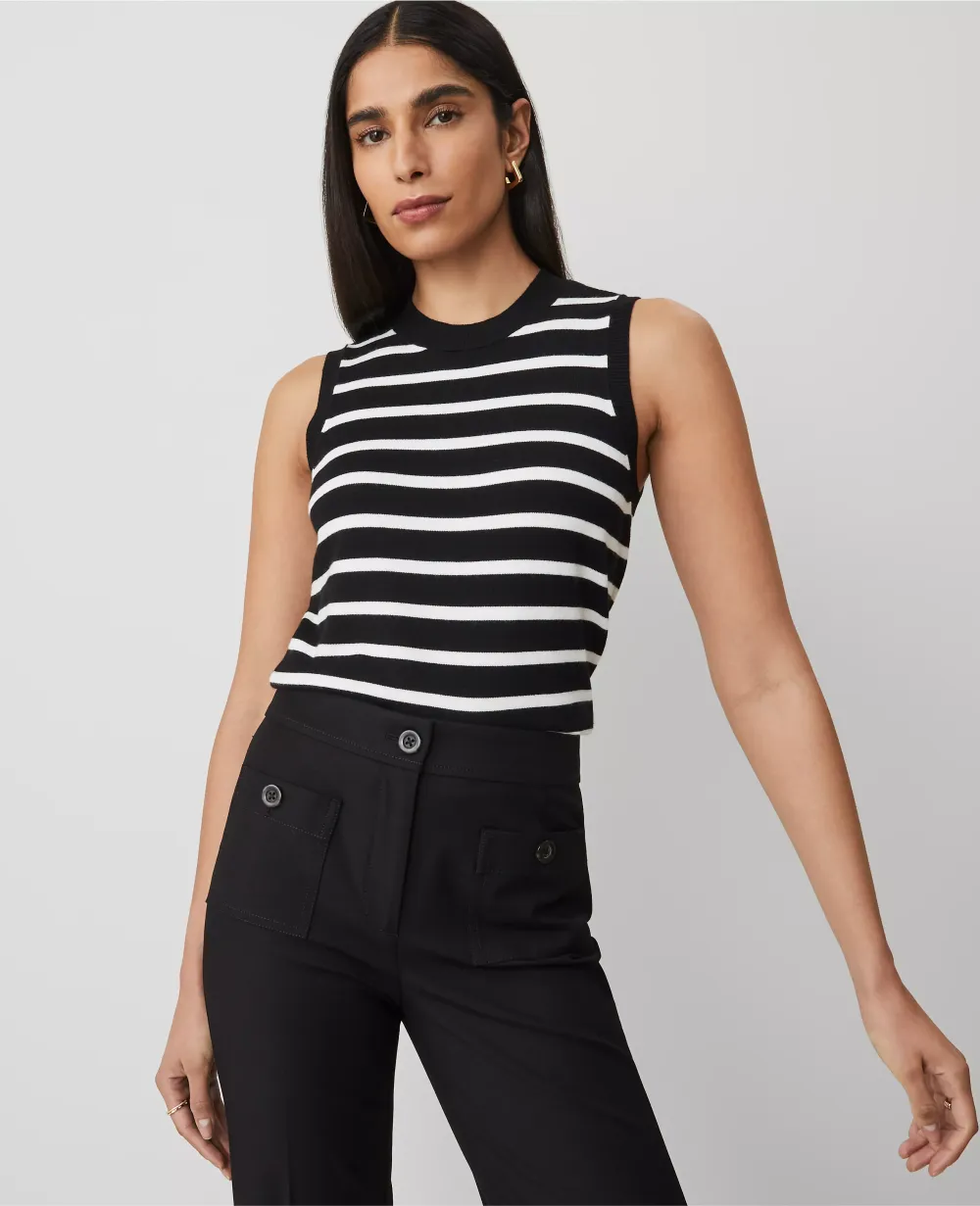 Striped Crew Neck Sweater Shell
