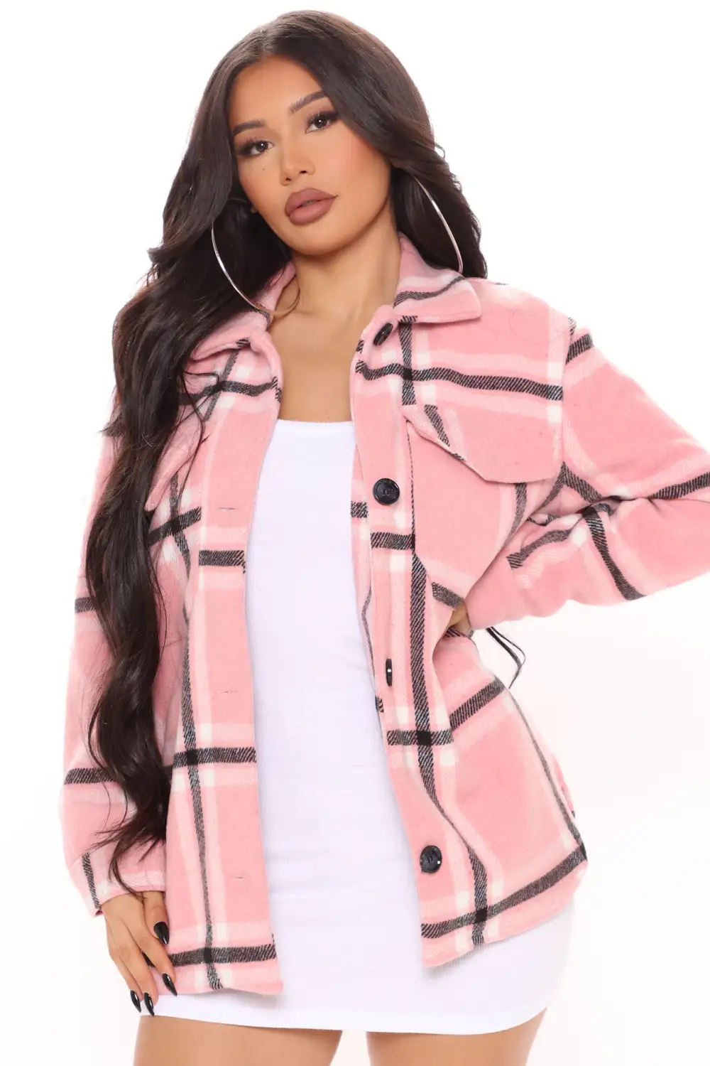 Penelope Plaid Shacket - Pink/combo