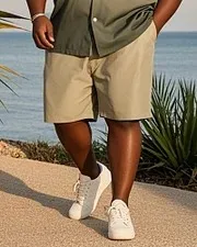 Big & Tall Men's Letter Print Shirt and Shorts Suit