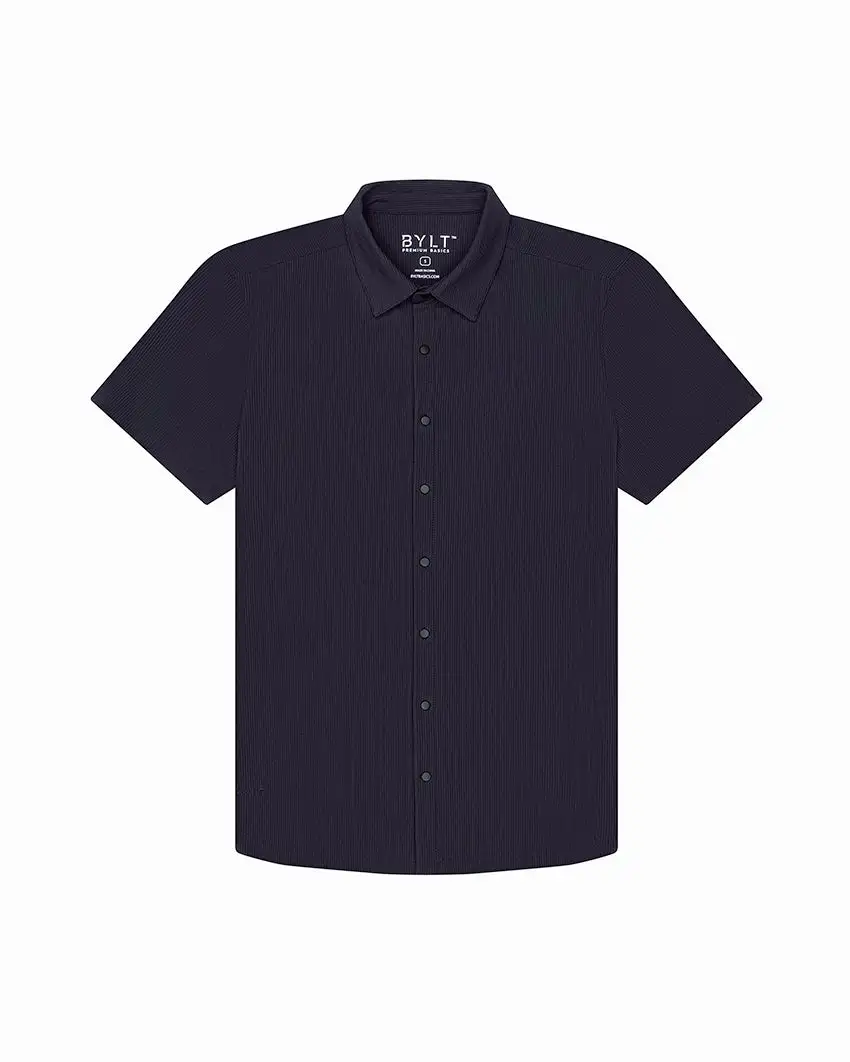 Ribbed+ Short Sleeve Button Down