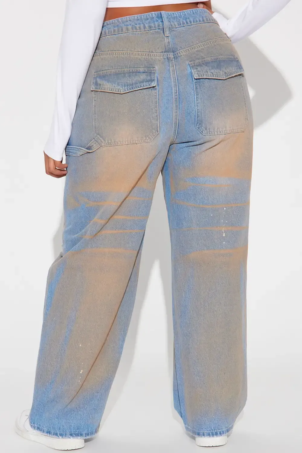 Dirty Work Ripped Utility Jeans - Medium Wash