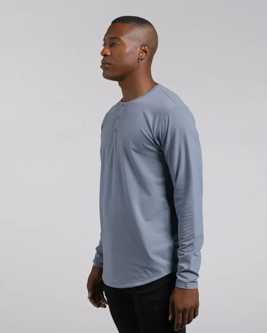 Henley Drop-Cut Long Sleeve: Lux