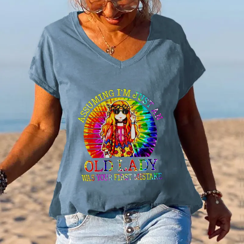 Assuming I'm Just An Old Lady Was Your First Mistake Women Old Hippie T-shirt