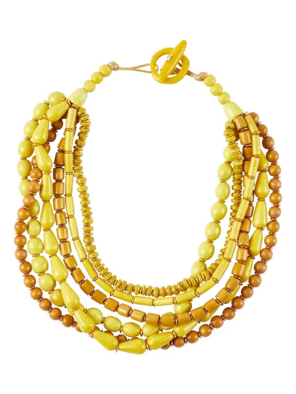 Layered Wooden Bead Adjustable Necklace