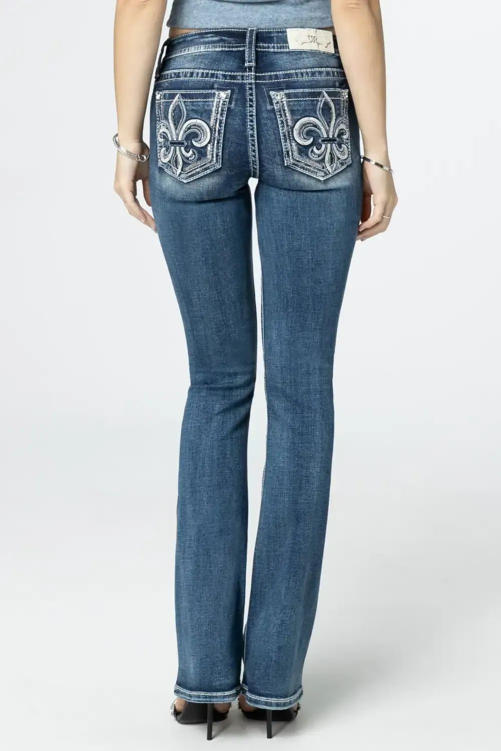Silver Sequins Fleur-De-Lis Bootcut Jeans