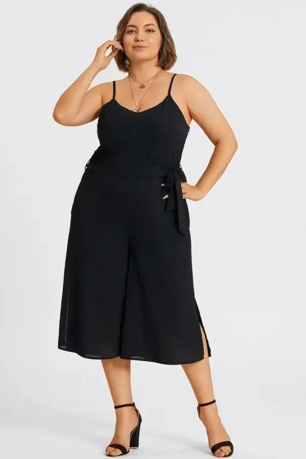 Plus Size Black Sleeveless Easy Culotte Jumpsuit