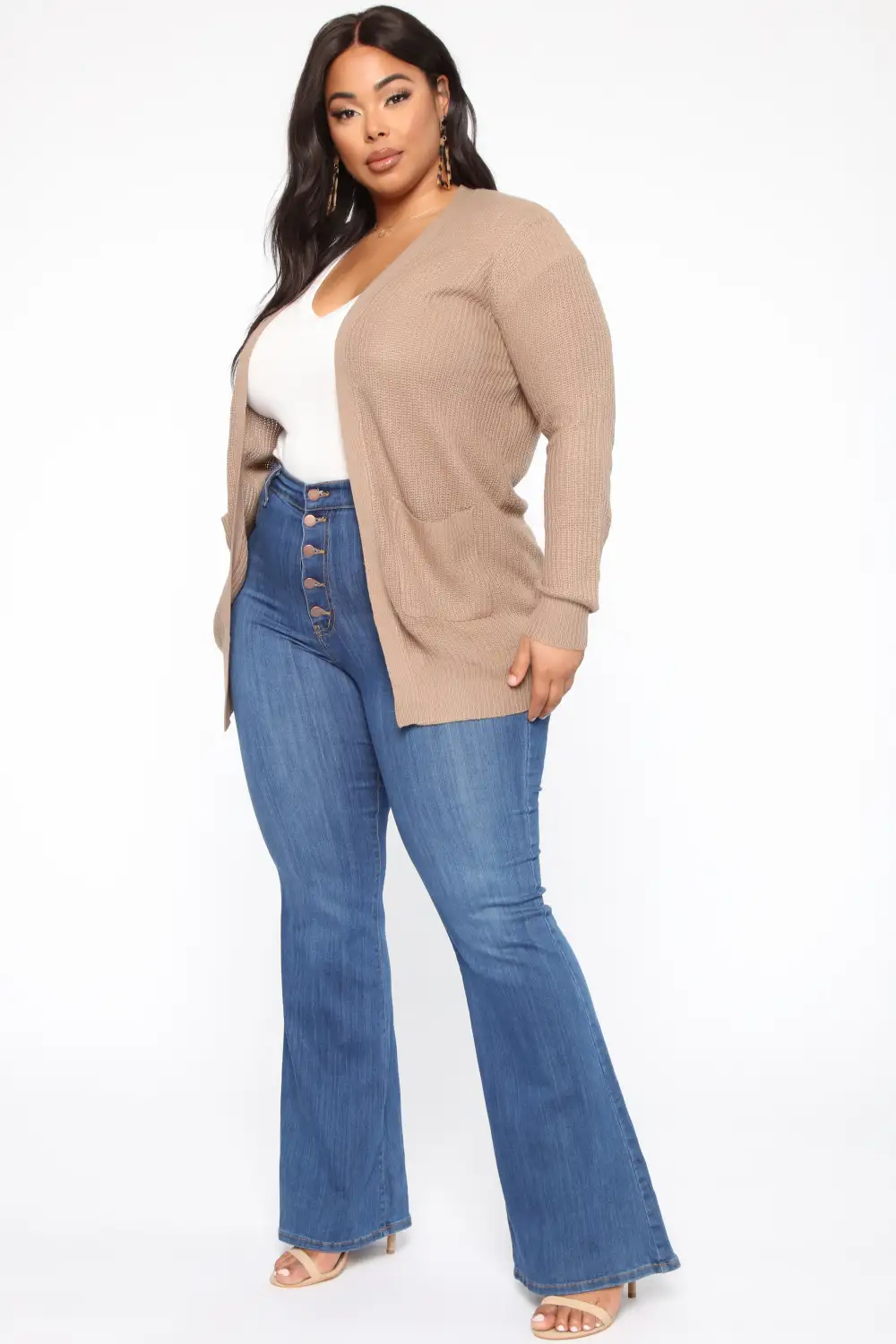 Zoe Two Pocket Cardigan - Khaki