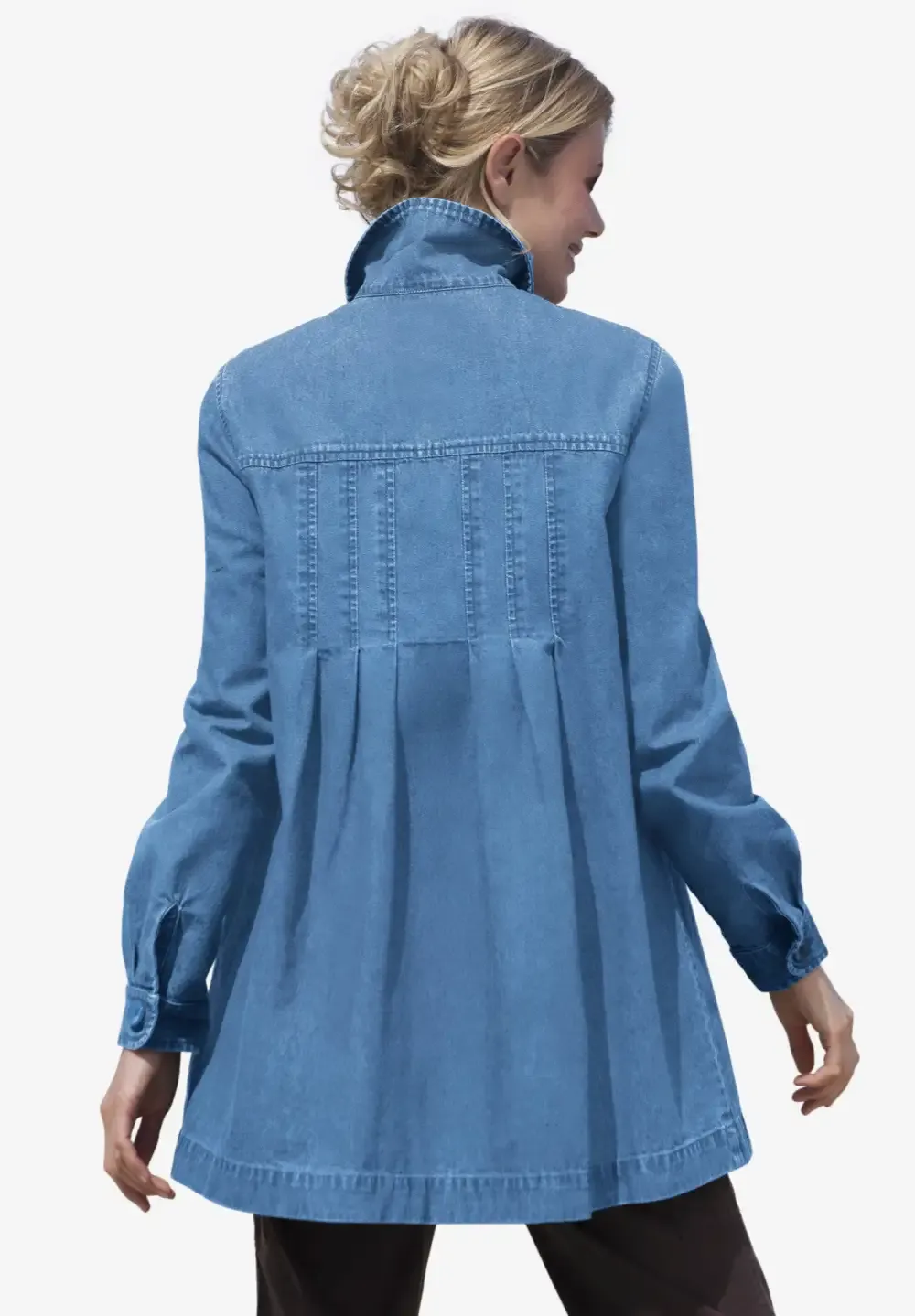 Pleat-Back Denim Jacket
