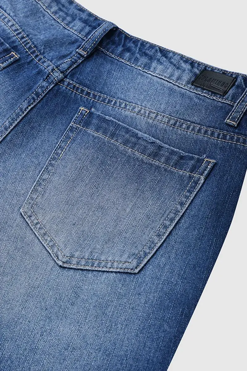 Wash High Stretch Low Waist Straight Leg Jeans