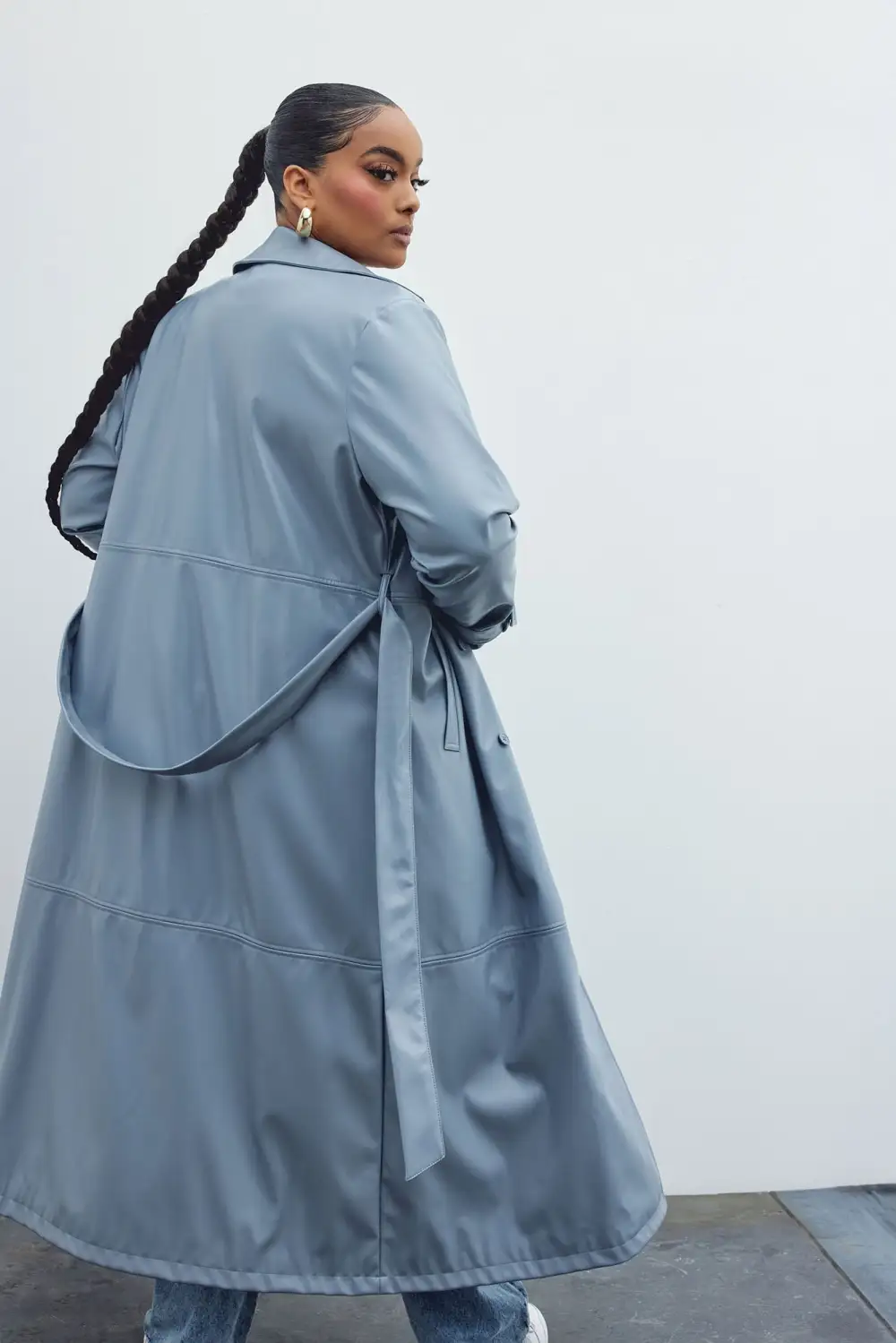 Last Nights Look Trench Coat - Slate Blue