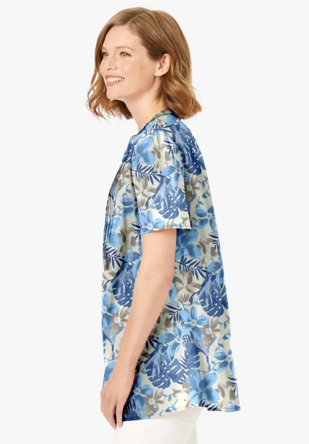 Pintucked Half-Button Tunic