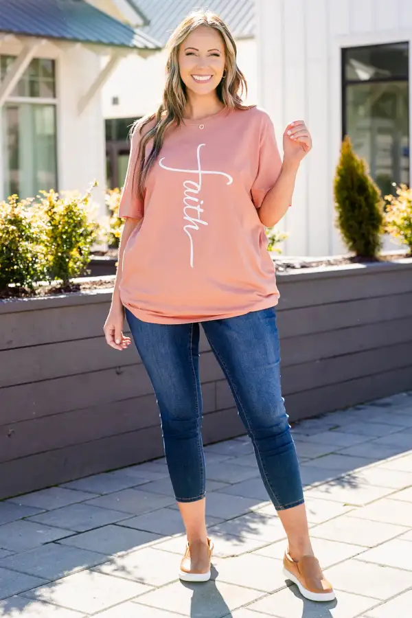 With Faith Tee, Terracotta