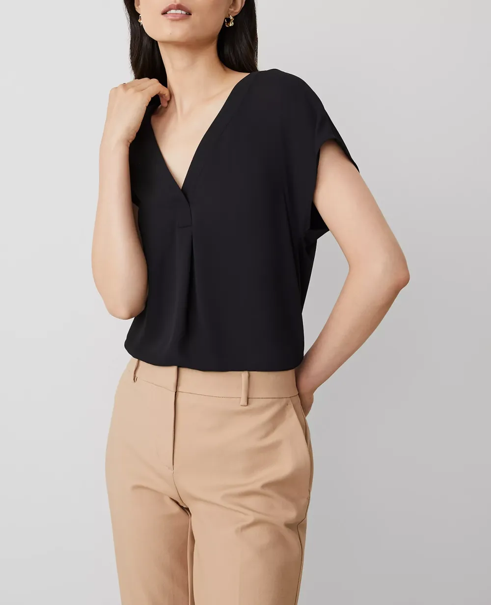 Mixed Media Pleat Front Top