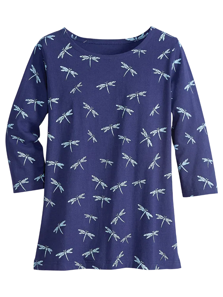 M.MAC Dragonfly Scoop-Neck Tunic With 3/4 Sleeves