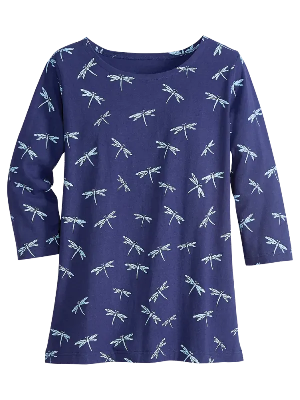 M.MAC Dragonfly Scoop-Neck Tunic With 3/4 Sleeves