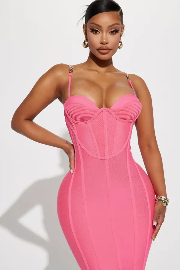 Victoria Bandage Midi Dress - Pink