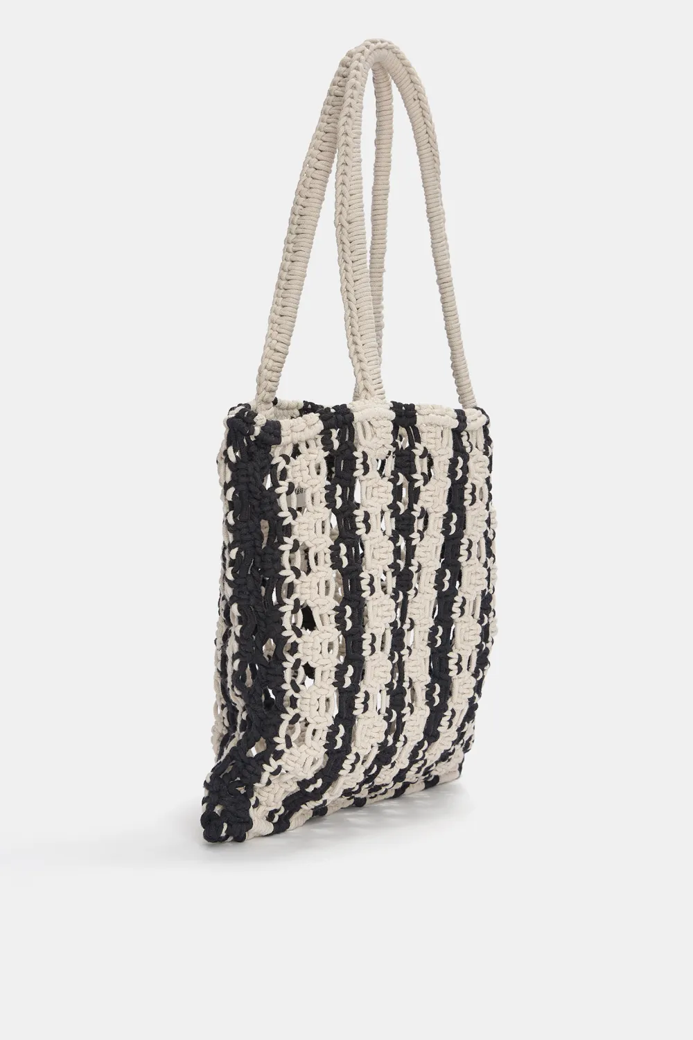 Bolso shopper rayas macramé