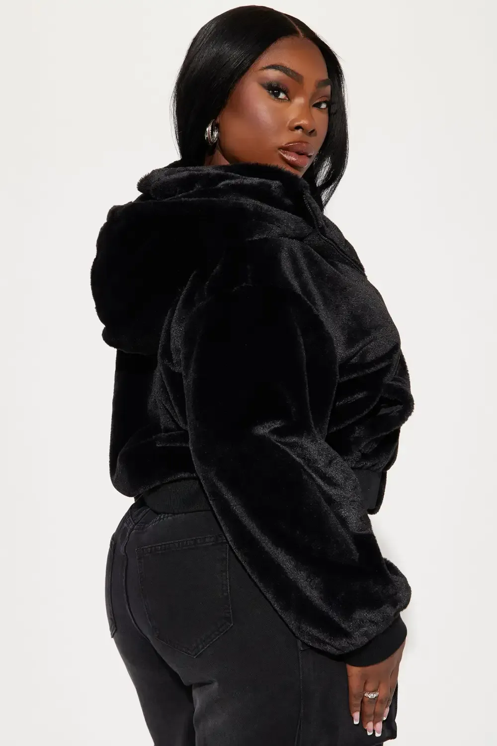 Warm Cuddles Faux Fur Jacket - Black