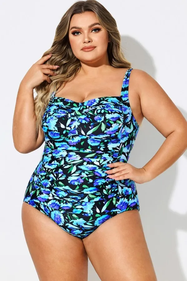 Multi Color Twist Front Push Up One Piece Swimsuit