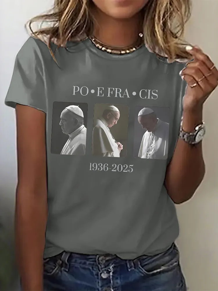 Women's Thank You Father 1936-2025 Print Short Sleeve Round Neck Cotton T-Shirt