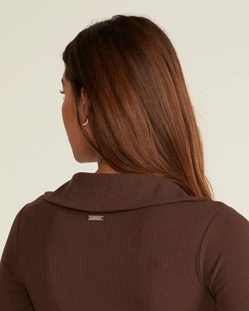 Rib Collar Long Sleeve Bodysuit