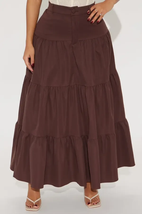 Marina Tiered Maxi Skirt - Chocolate