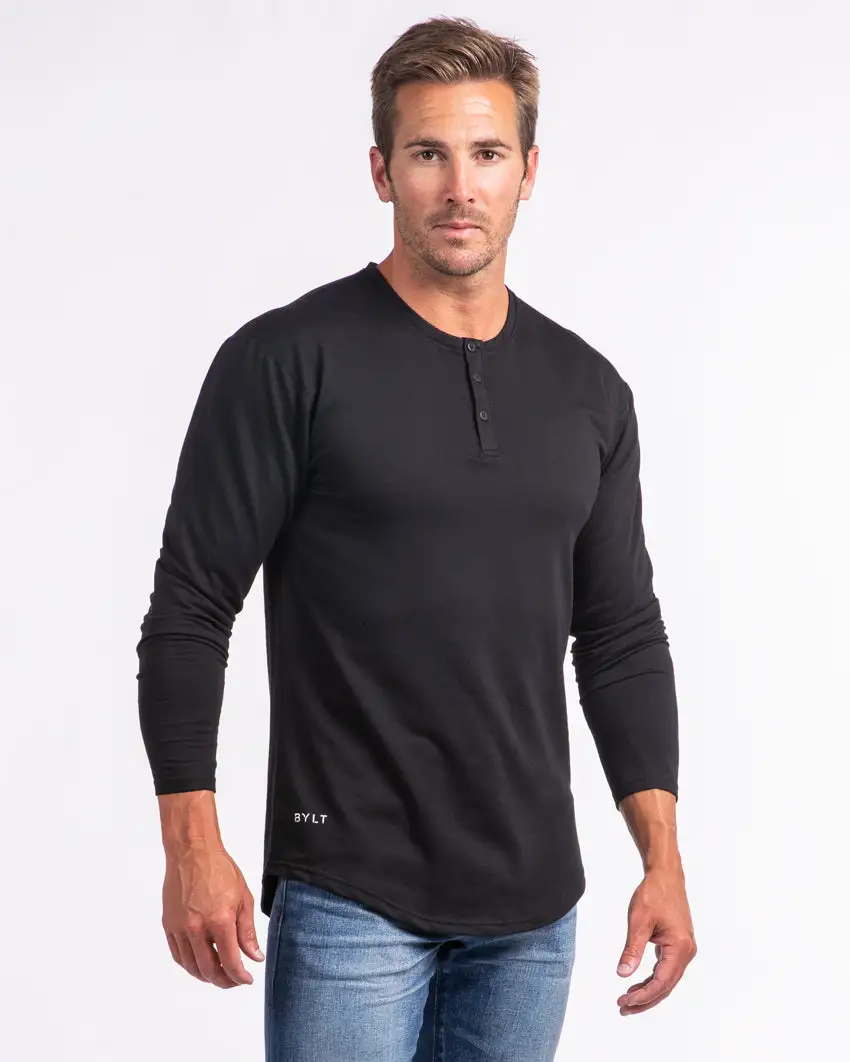 Henley Drop-Cut Long Sleeve: Bylt Signature