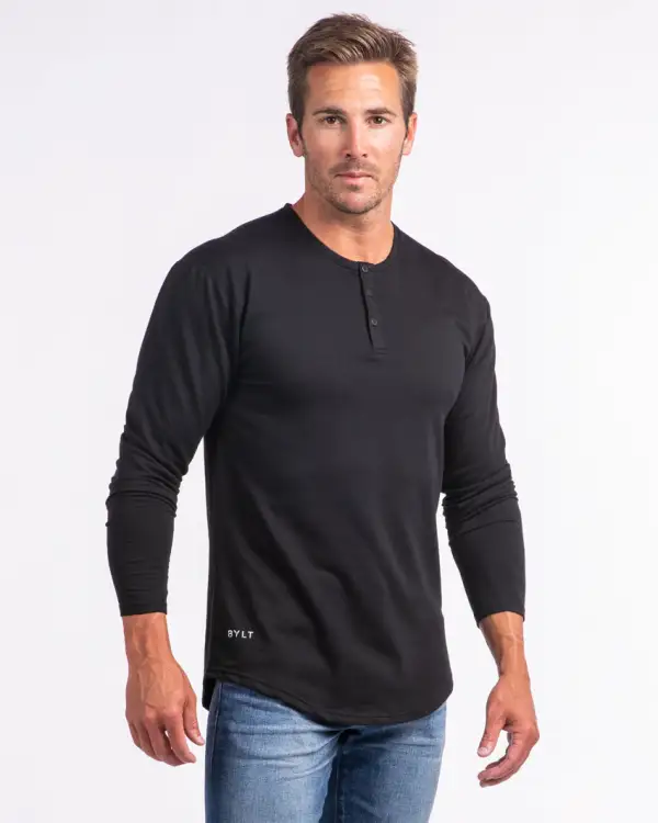 Henley Drop-Cut Long Sleeve: Bylt Signature