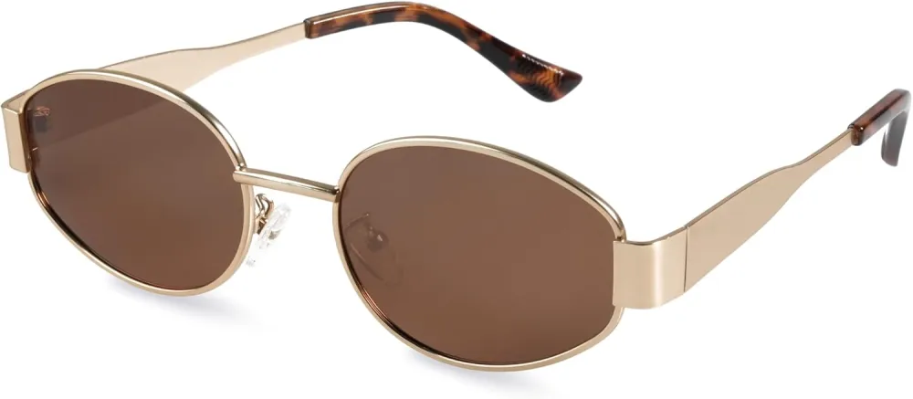 livho 2025 Trendy Oval Sunglasses - Stylish Polarized Shades for Everyday - Retro Metal Frames, Gold/Silver/Black