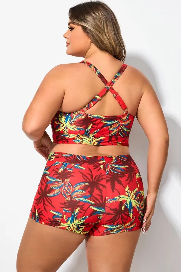 Retro Wireless Ruched Cups Crossback Bikini Top