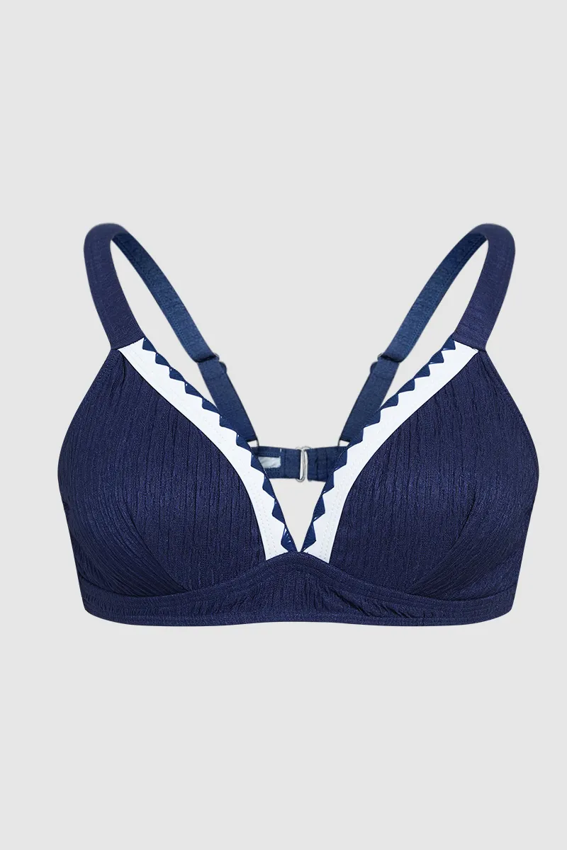 Contrast Binding Textured Bikini Set