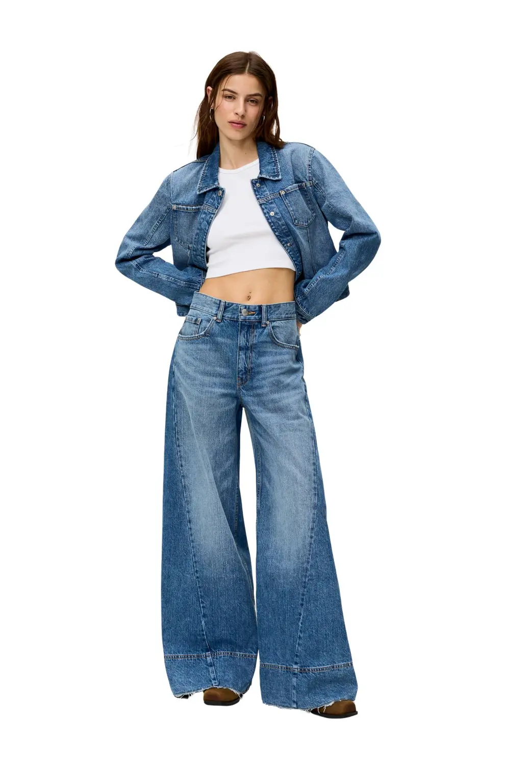 Jeans super wide leg trabilla trasera