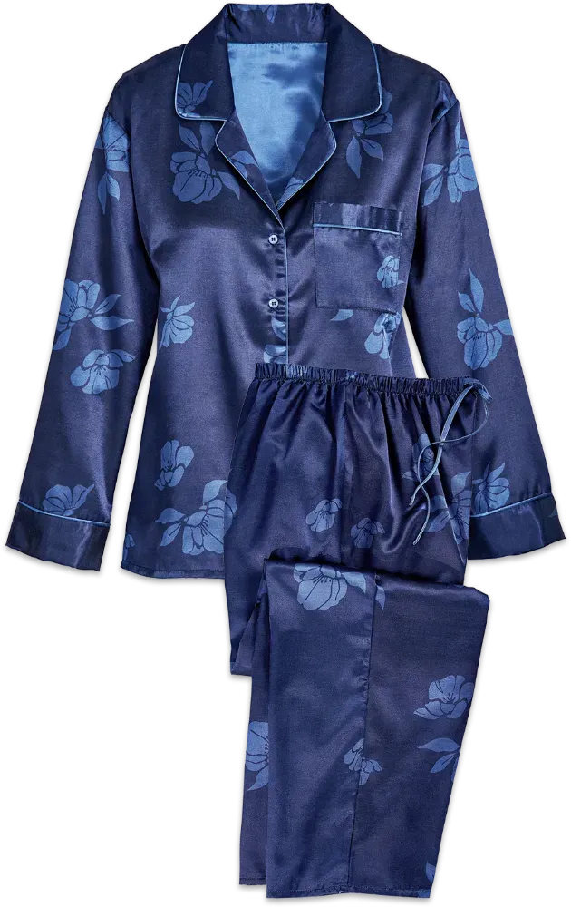 Women's Brushed-Back-Satin Orchid Pajamas