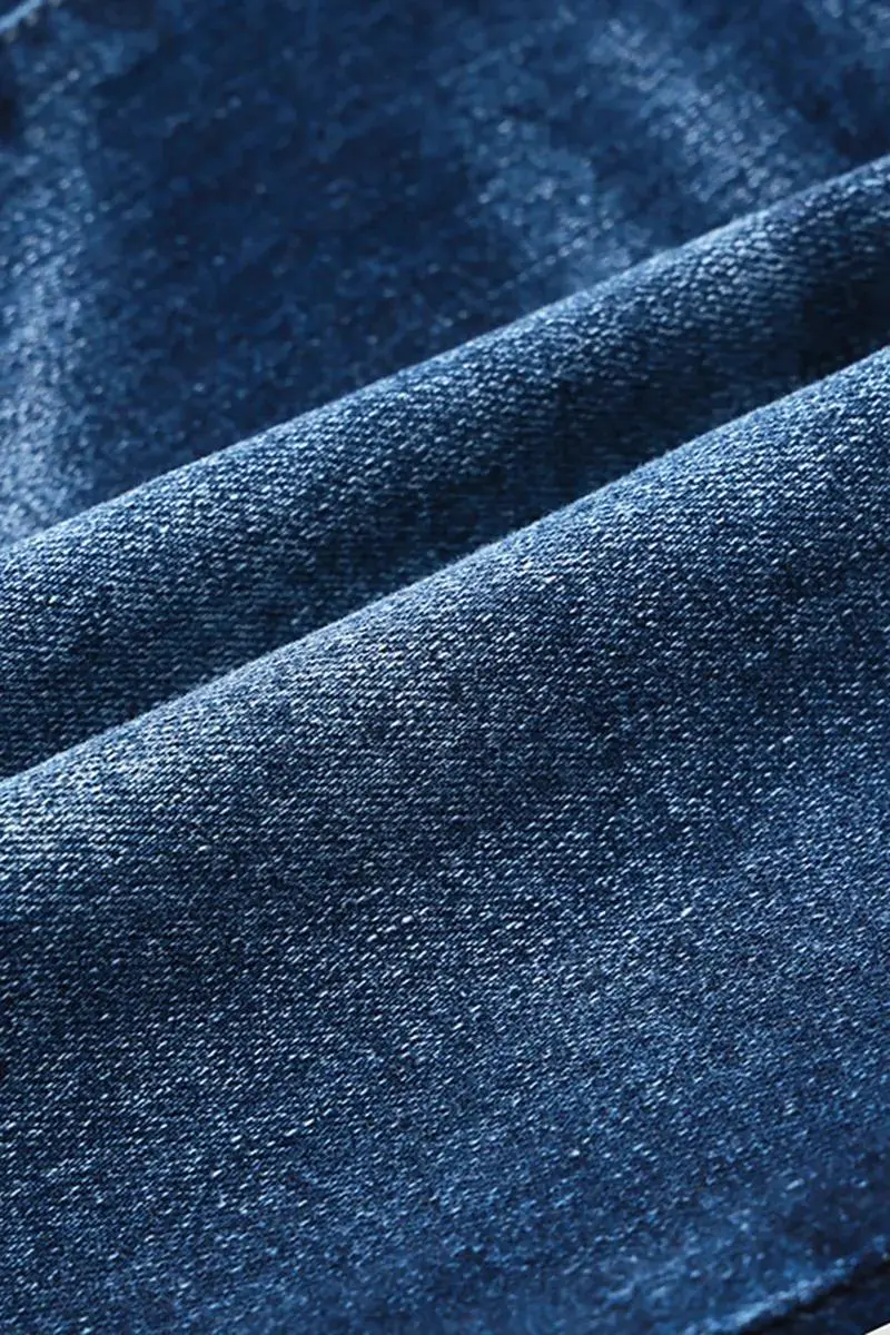 Pocket Detail Mid Rise Straight Leg Jeans Without Belt
