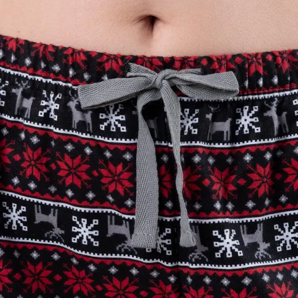 Fruit of the Loom Women's Waffle V-Neck Top and Flannel Pant Sleep Set