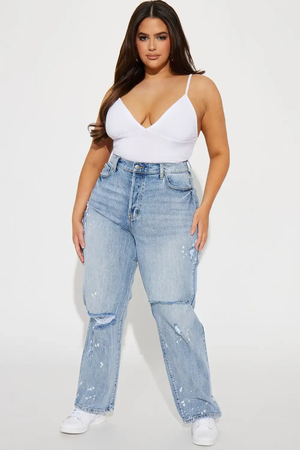 High School Sweetheart 90's Straight Leg Dad Jeans - Vintage Blue Wash