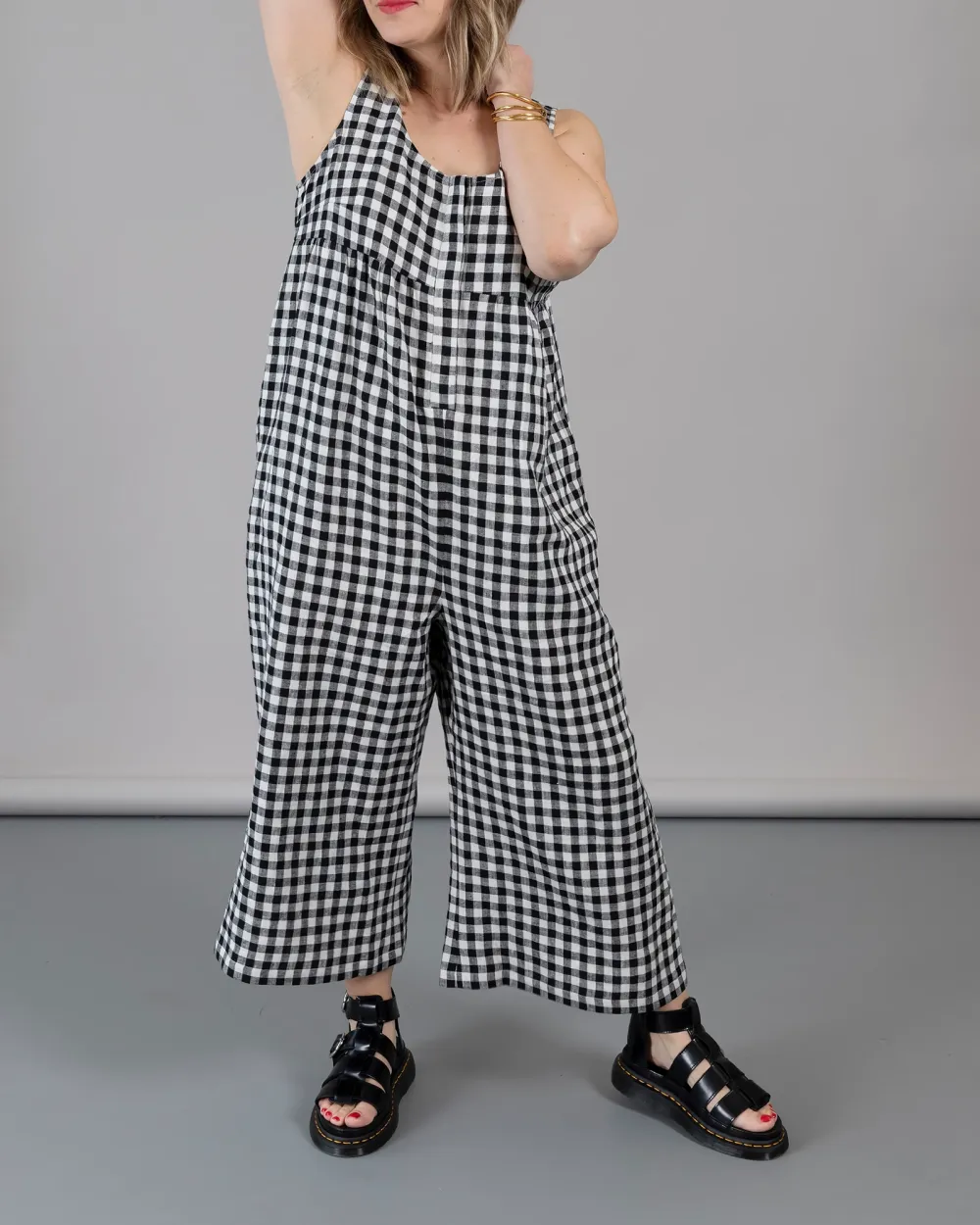 JUMPSUIT - BLACK AND WHITE GINGHAM
