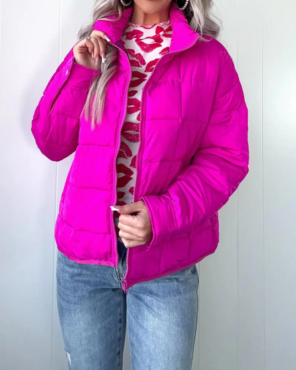 Views Puffer Jacket - Fuchsia