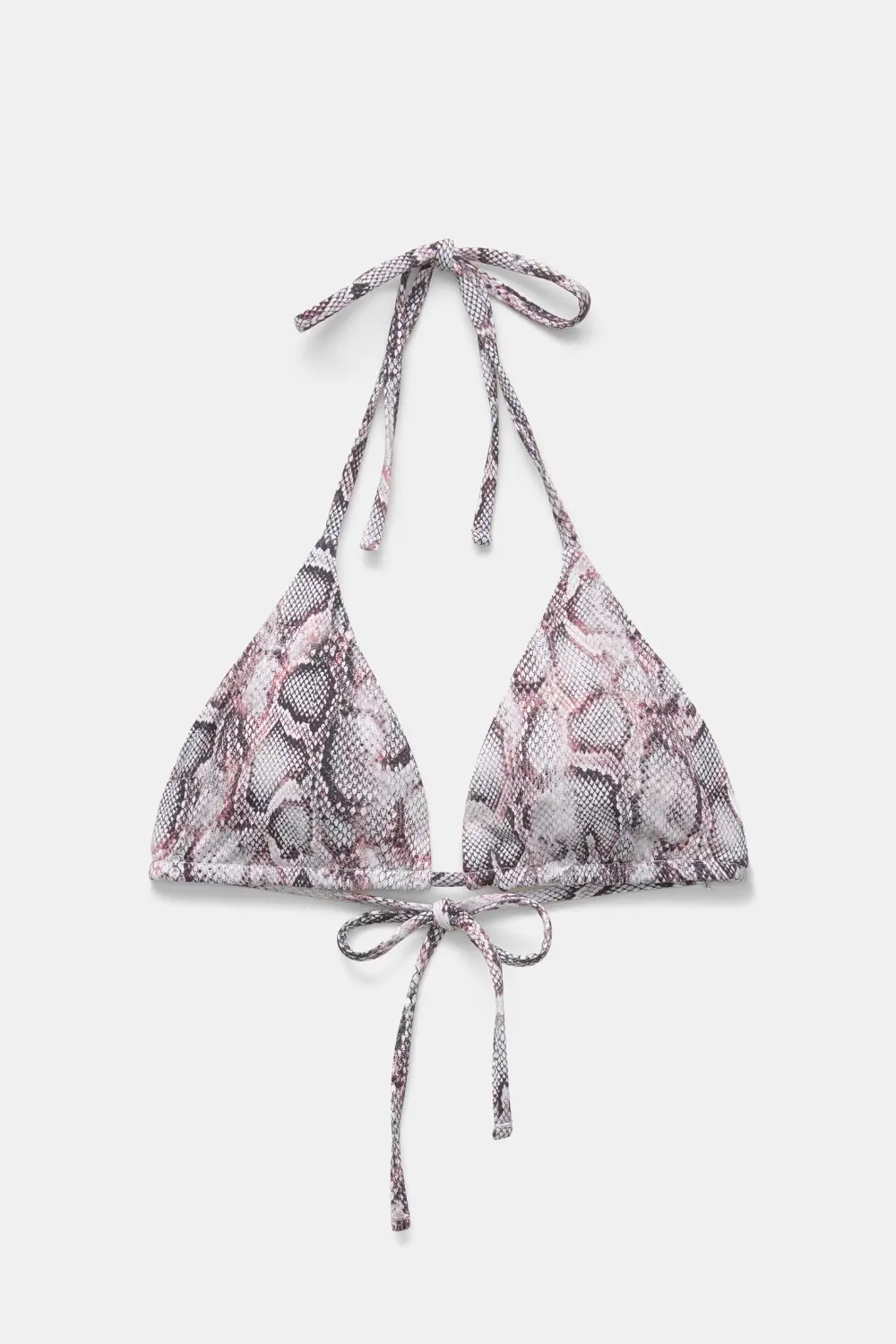 Snakeskin print triangle bikini top