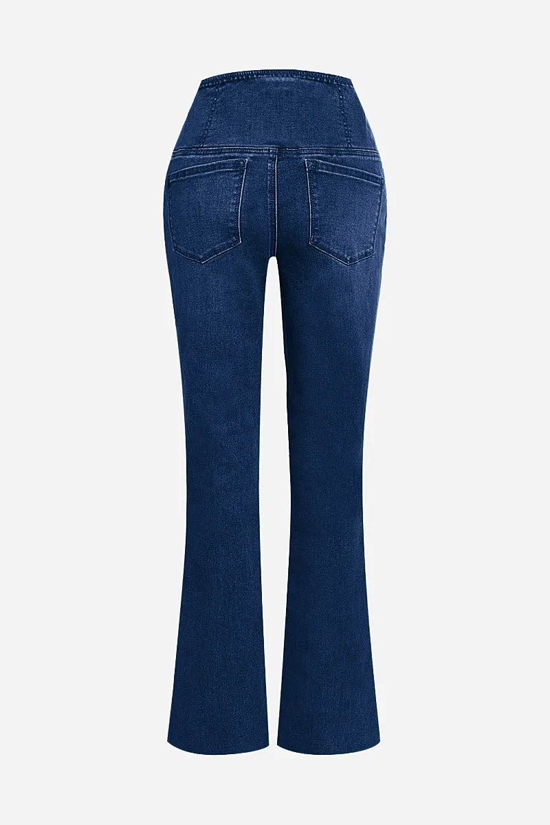 Wash Wrap Mid Rise Stretchy Flare Jeans