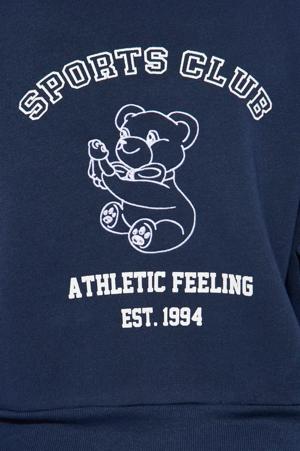 Teddy Sports Club Front Zip Hoodie - Navy