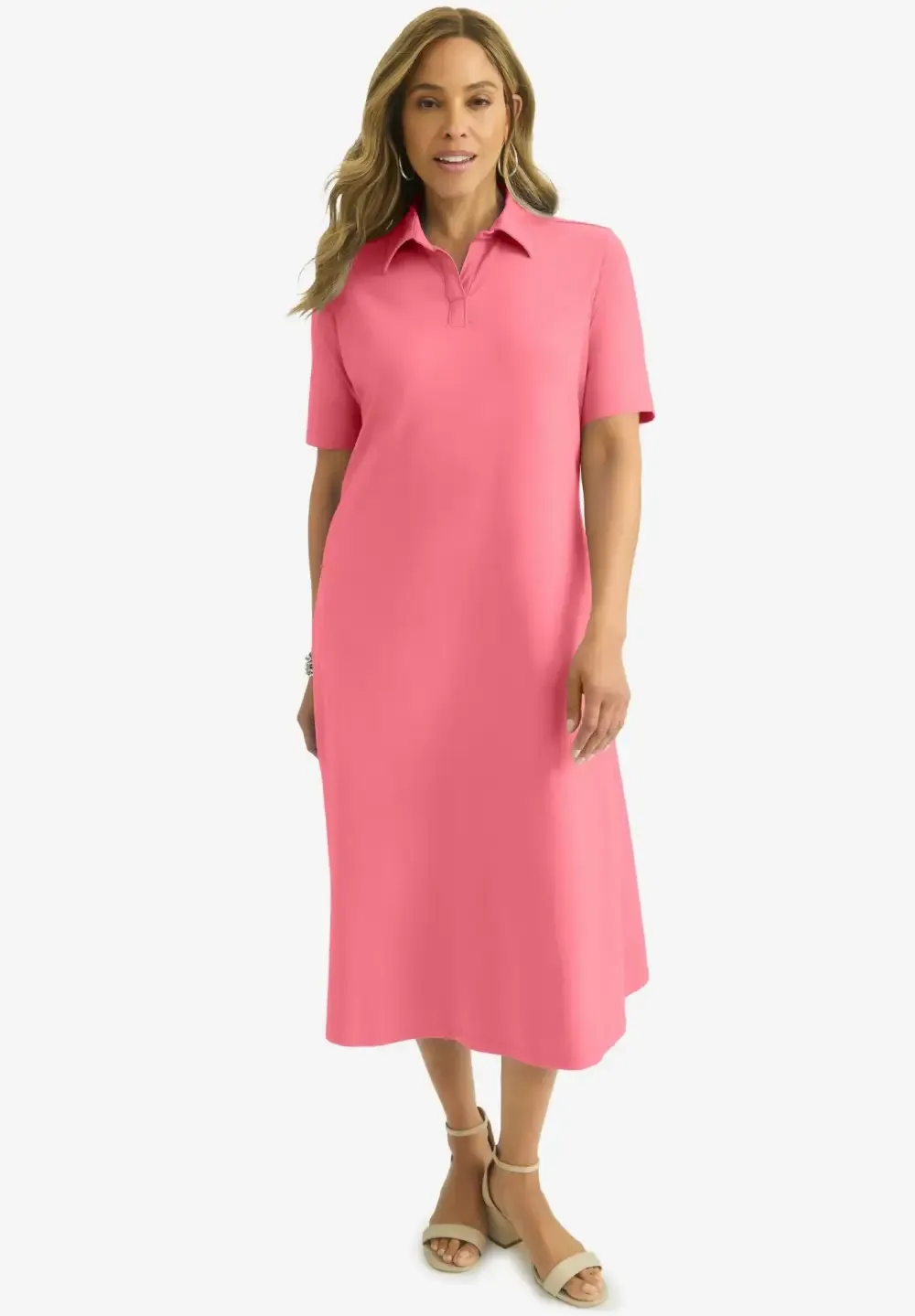 Notch Neck Midi Dress