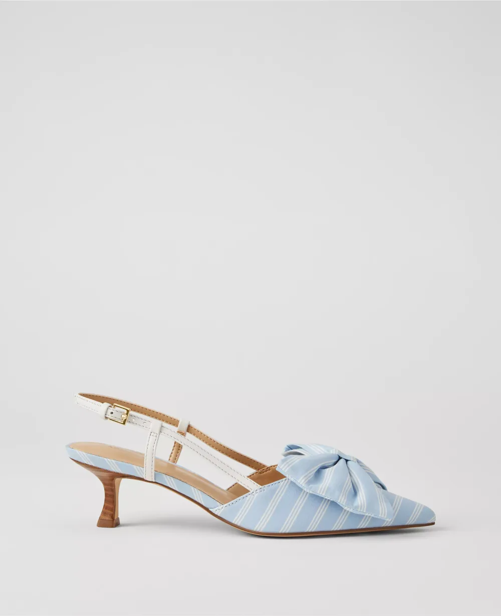 Bow Slingback Kitten Heel Pumps