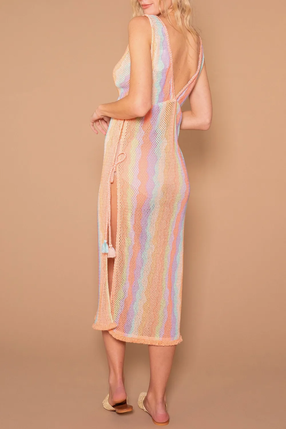 Multicolor Striped Split Maxi Dress