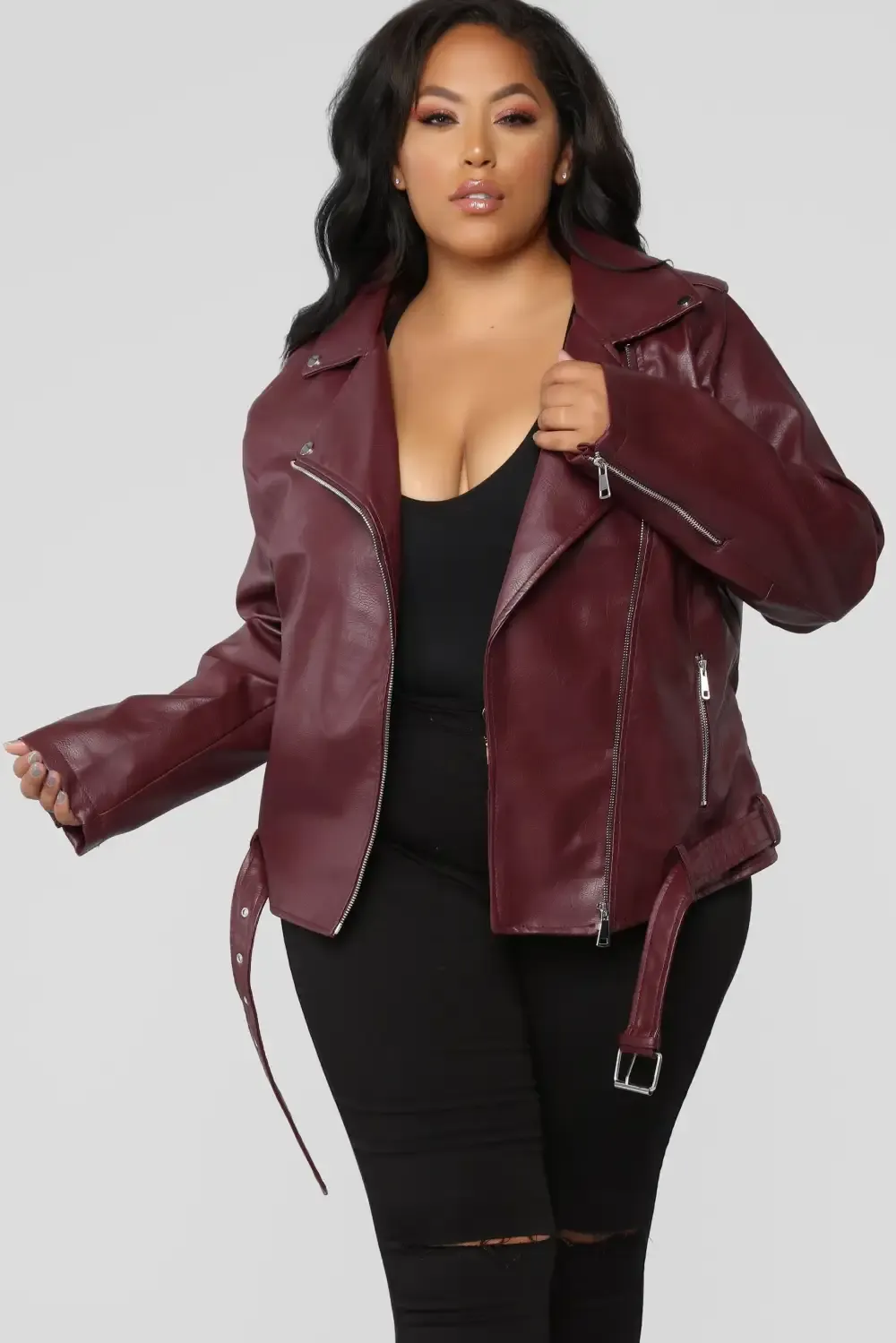 Araxie Vegan Leather Jacket - Wine