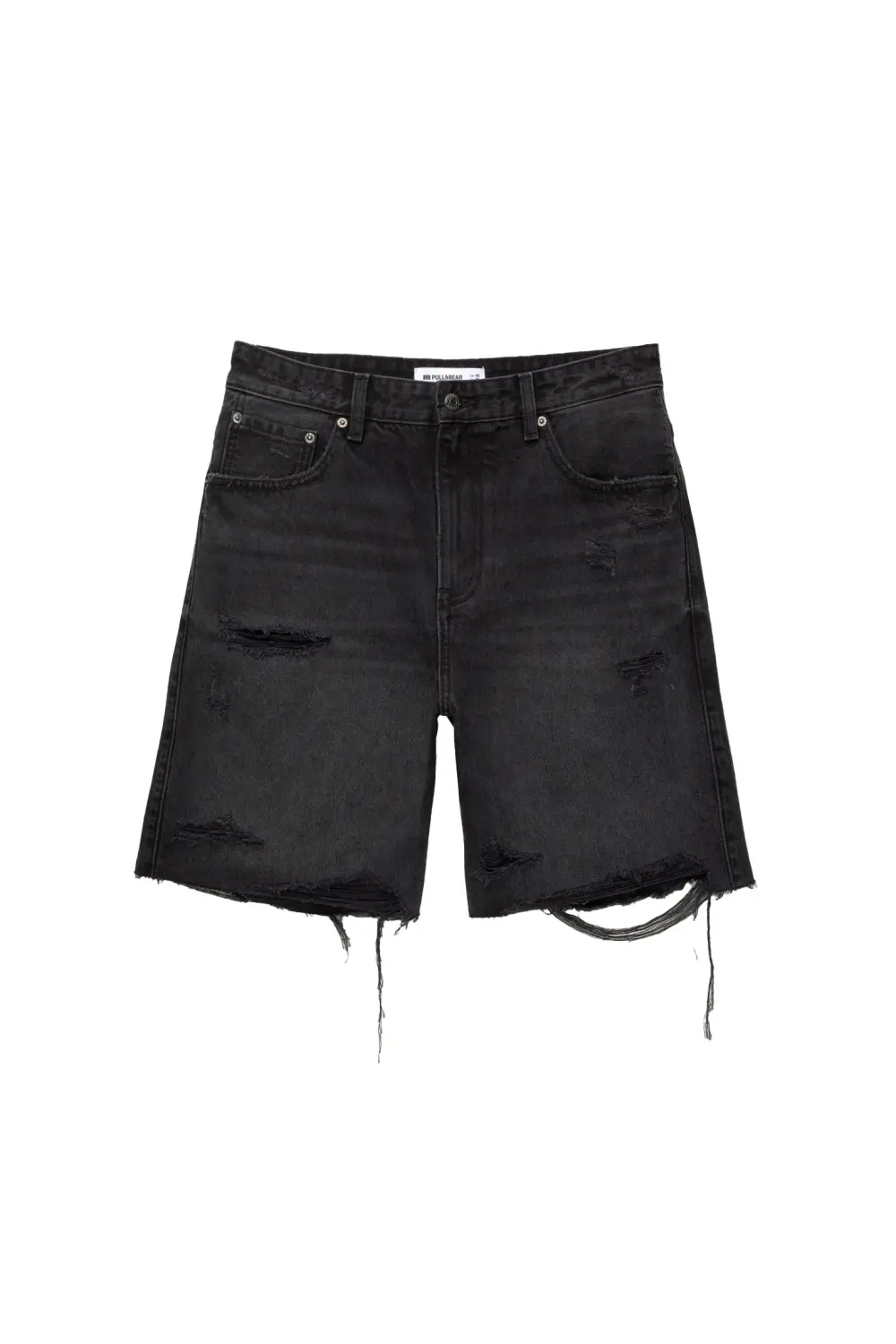 Ripped denim Bermuda shorts