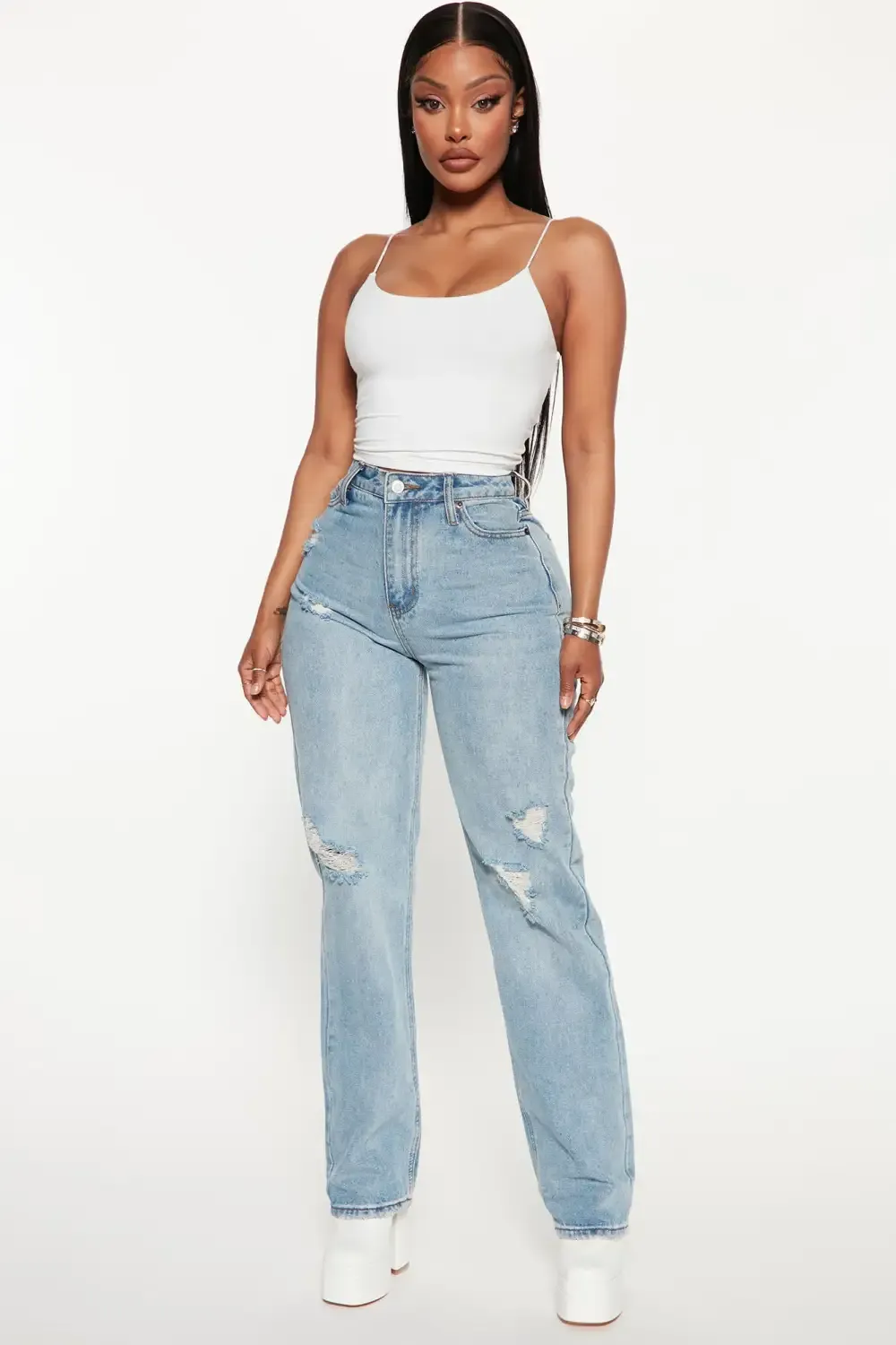 Daddy Issues Slouch Fit Jeans - Medium Blue Wash
